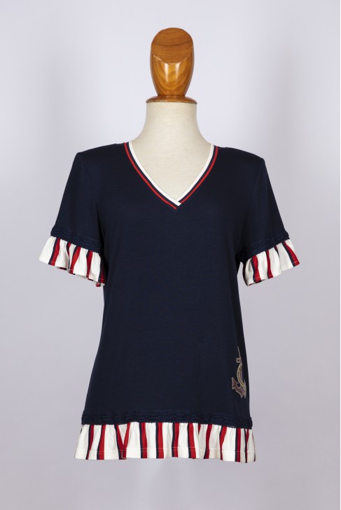 Top pico liso coordinado rayas Top pico liso coordinado rayas
