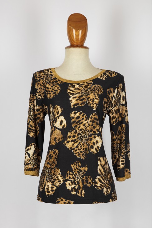 top estamp. flores/animal -elástico lurex -fiesta top estamp. flores/animal -elástico lurex -fiesta