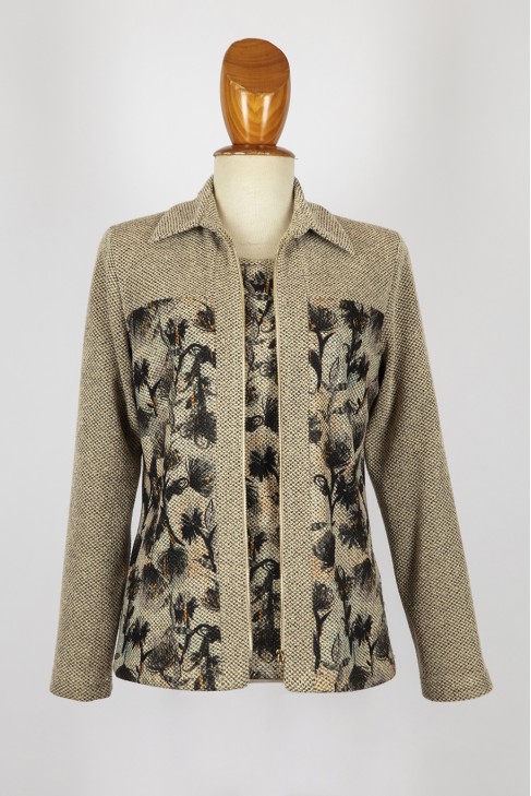chaqueta punto estamp. -coord. liso -delant. cremallera chaqueta punto estamp. -coord. liso -delant. cremallera