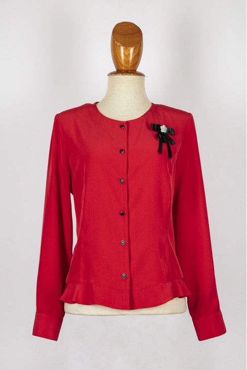 blusa costadillos/volante -con lazo blusa costadillos/volante -con lazo