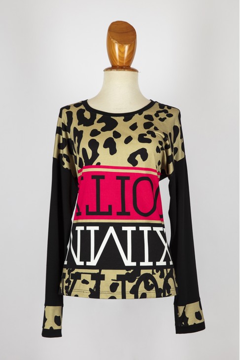 Top punto estamp. fuxia/letras Top punto estamp. fuxia/letras