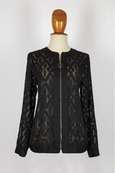 blusa cremallera -tejido gasa labrada -fiesta blusa cremallera -tejido gasa labrada -fiesta